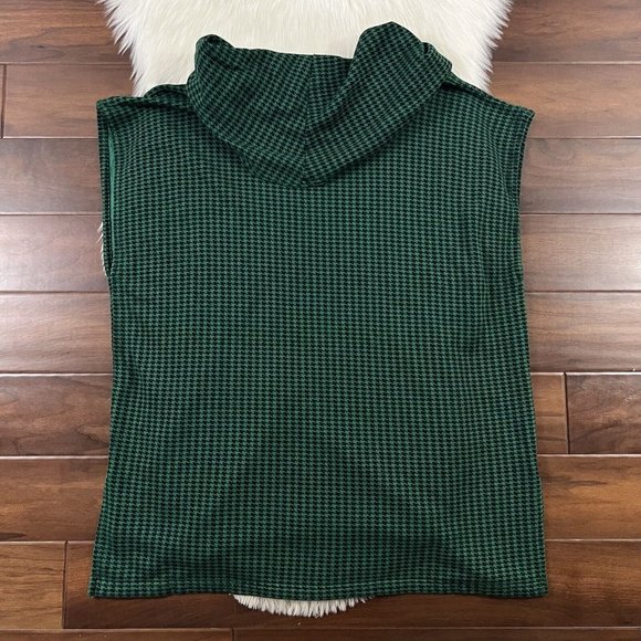Bryn Walker Size Large Inlet Pike Houndstooth Print Cowl Neck‎ Poncho Top - Picture 8 of 10